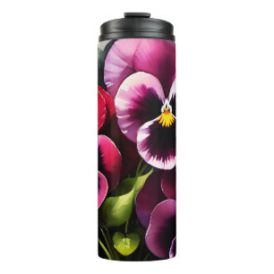 Bouteilles Isothermes Joli marron noir rouge pansies aquarelle peinture