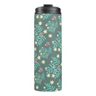 Bouteilles Isothermes Joli motif bleu de feuilles et de baies botaniques