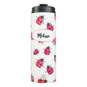 Bouteilles Isothermes Joli motif coccinelle personnalisé rose féminin