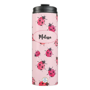 Bouteilles Isothermes Joli motif de coccinelle personnalisé rose féminin