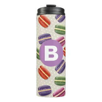 Bouteilles Isothermes Joli motif de macaron pointillé violet monogramme