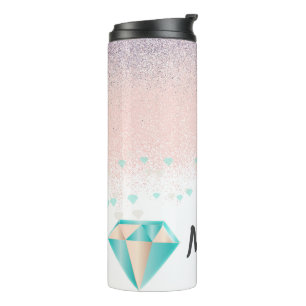 Bouteilles Isothermes Joli paillettes et diamants scintillants rose nom