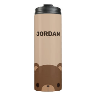 Bouteilles Isothermes Joli petit ours brun avec nom personnalisé