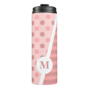 Bouteilles Isothermes Joli Pois roses et rayures : Monogramme
