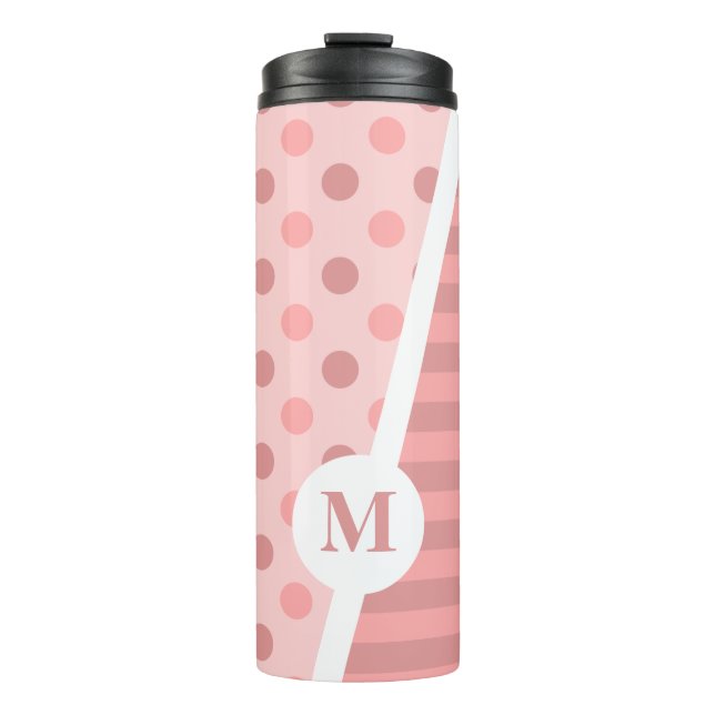 Bouteilles Isothermes Joli Pois roses et rayures : Monogramme (Devant)