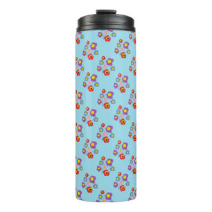 Bouteilles Isothermes Jolie coccinelle bleue et motif de fleurs