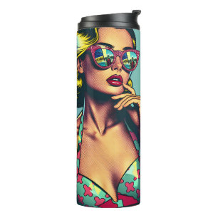 Bouteilles Isothermes Jolie femme blonde rétro et mec surfeur