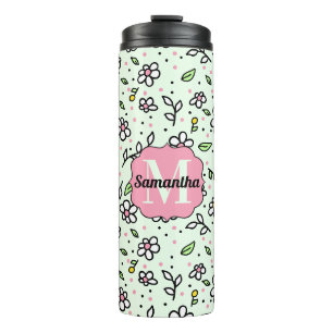 Bouteilles Isothermes Jolie fleur de marguerite doodle Motif monogramme