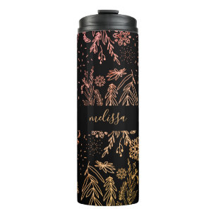 Bouteilles Isothermes Jolie signature florale en or rose