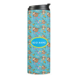 Bouteilles Isothermes Jolie Sloth | Fleurs Motif bleu étoiles Modèle