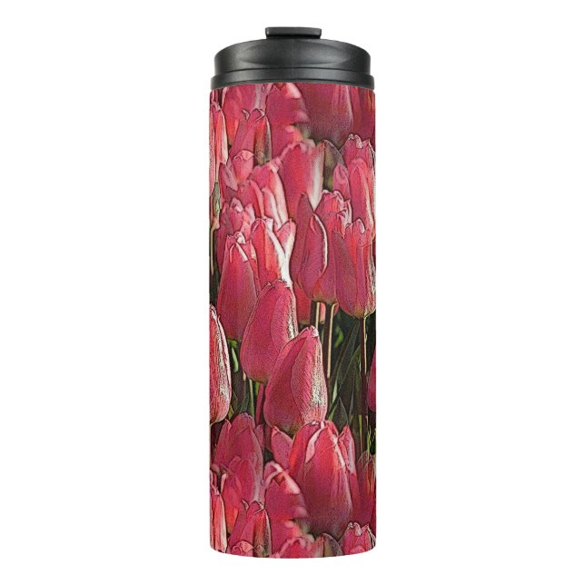Bouteilles Isothermes Jolie tulipe rose (Devant)