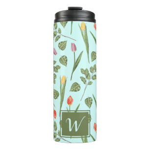 Bouteilles Isothermes Jolie Tulipes et Monogramme de jardinier