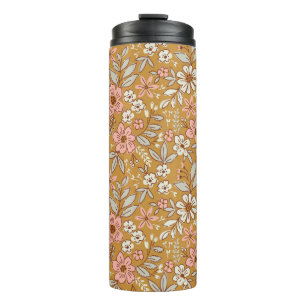 Bouteilles Isothermes Jolies fleurs sur or sans couture motif