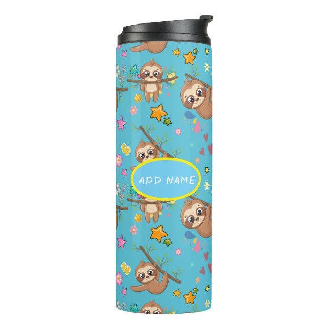 Bouteilles Isothermes Jote Motif bleu Sloth | Ajouter votre Modèle de te (Tourné sur la gauche)