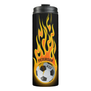 Bouteilles Isothermes Joueur d'équipe de football personnalisé en flamme