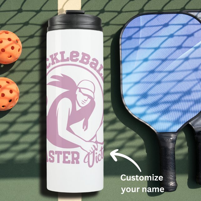 Bouteilles Isothermes Joueur principal de Pickleball Femme Nom personnal (Créateur téléchargé)