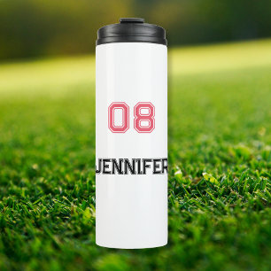 Bouteilles Isothermes Joueur rose moderne Nom Jersey Numéro Sports