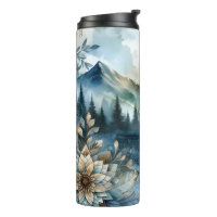 Jour de la pluie Aquarelle Mountain Lake Boho rust