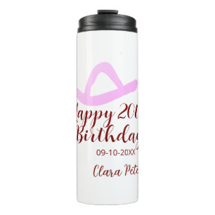 Bouteilles Isothermes Joyeux 20e anniversaire fille cowboy rose nom date