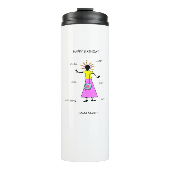 Bouteilles Isothermes Joyeux Anniversaire, Danse Fille Magnifique (Devant)