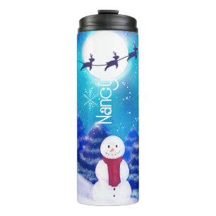 Bouteilles Isothermes Joyeux bonhomme de neige de Noël personnalisé
