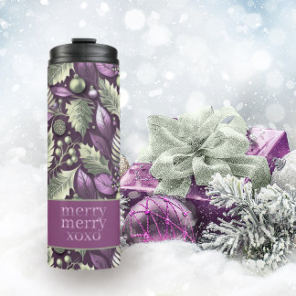Bouteilles Isothermes Joyeux Motif de Noël vert violet #22 ID1009