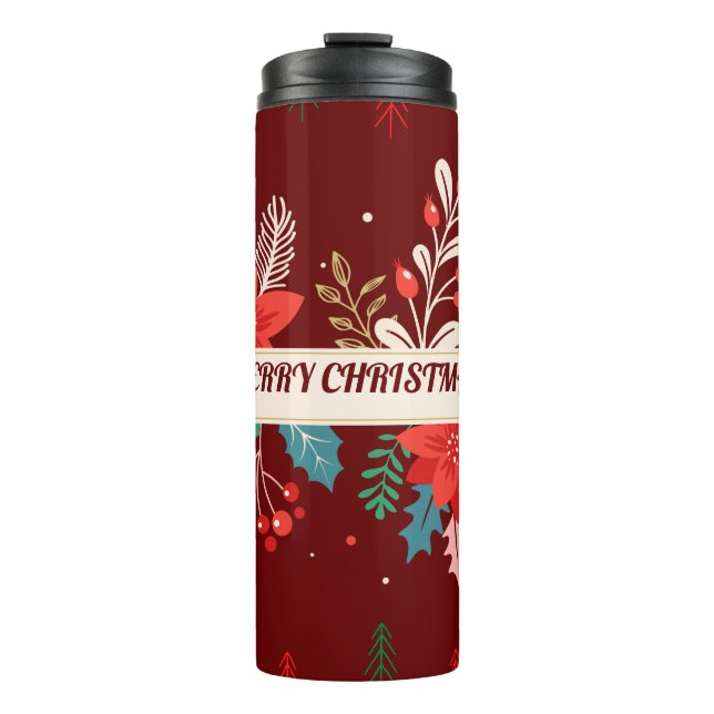 Bouteilles Isothermes Joyeux Noël Floral (Devant)