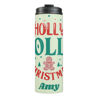 Bouteilles Isothermes Joyeux Noël Holly Jolly Biscuit au Gingembre Rétro