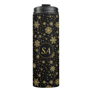 Bouteilles Isothermes Joyeux Noël Monogramme Golden Snowflakes