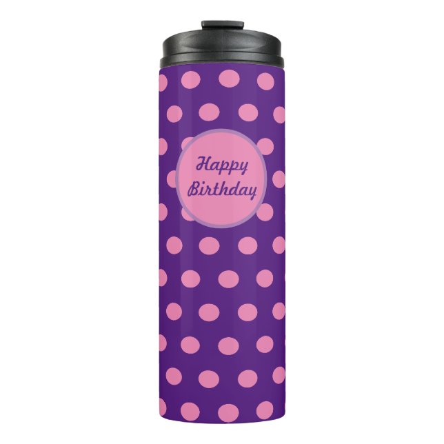 Bouteilles Isothermes Joyeux Paruline thermique d'anniversaire (violet e (Devant)