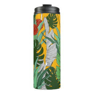 Bouteilles Isothermes Jungle d'été : Motif de palmier lumineux.