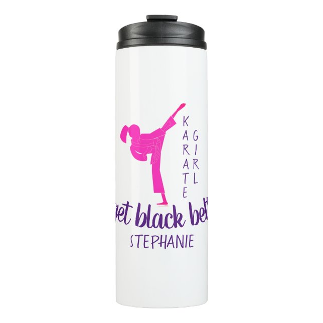 Bouteilles Isothermes Karate moderne tendance Silhouette Girly rose Mart (Devant)