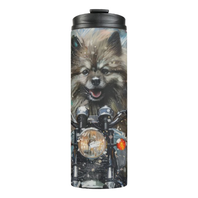 Bouteilles Isothermes Keeshond chien équitation moto Noël (Devant)