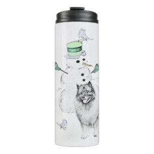 Bouteilles Isothermes Keeshond Noël Snowman Peinture Chien Art