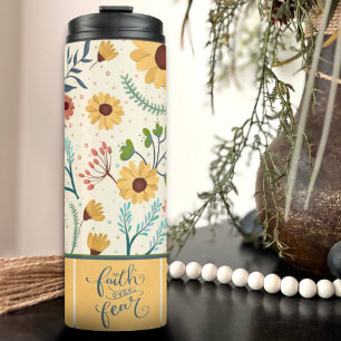 Bouteilles Isothermes La foi sur la peur jolie motif floral jaune