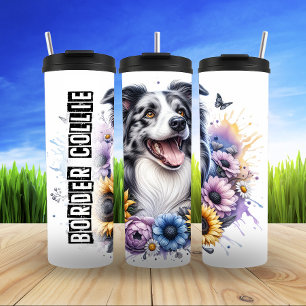 Bouteilles Isothermes La Joie Florale éclatante de Collie à la frontière
