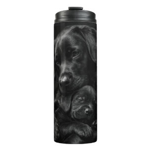 Bouteilles Isothermes Labrador noir, parent et enfant, Étreinte d'amour