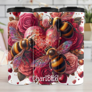 Bouteilles Isothermes L'amour fleurit : Abeilles, Roses, Coeurs