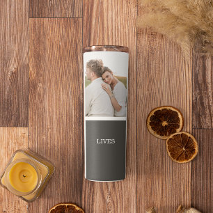 Bouteilles Isothermes L'amour vit ici   Cadeau Famille Trois Photo