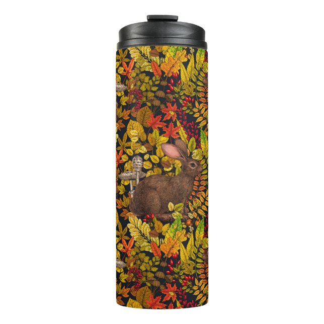 Bouteilles Isothermes Lapin d'automne en noir (Devant)