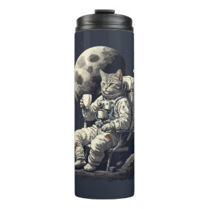 Bouteilles Isothermes L'astronaute Chat ayant une coupe de café