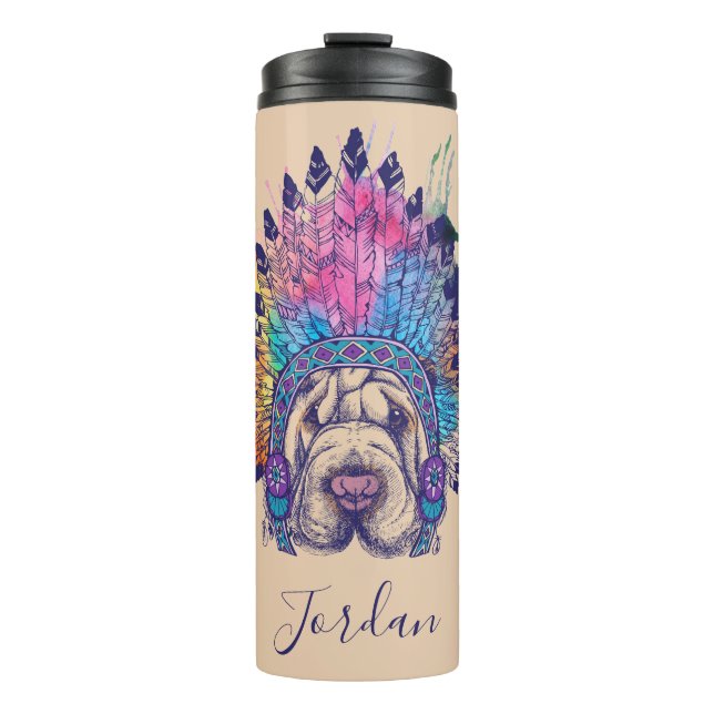Bouteilles Isothermes Le chef indien indigène de Sharpei | ajoutent (Devant)