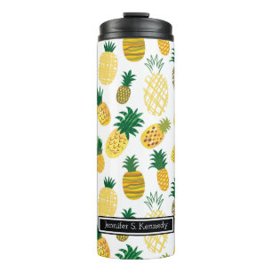 Bouteilles Isothermes Le motif à la mode d'ananas ajoutent votre nom