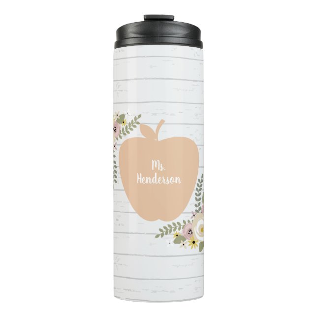 Bouteilles Isothermes L'enseignant Apple Grey Wood inspiré Floral (Devant)
