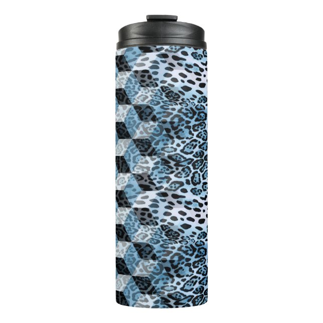 Bouteilles Isothermes Léopard Géométrique, Design de peau animale. (Devant)