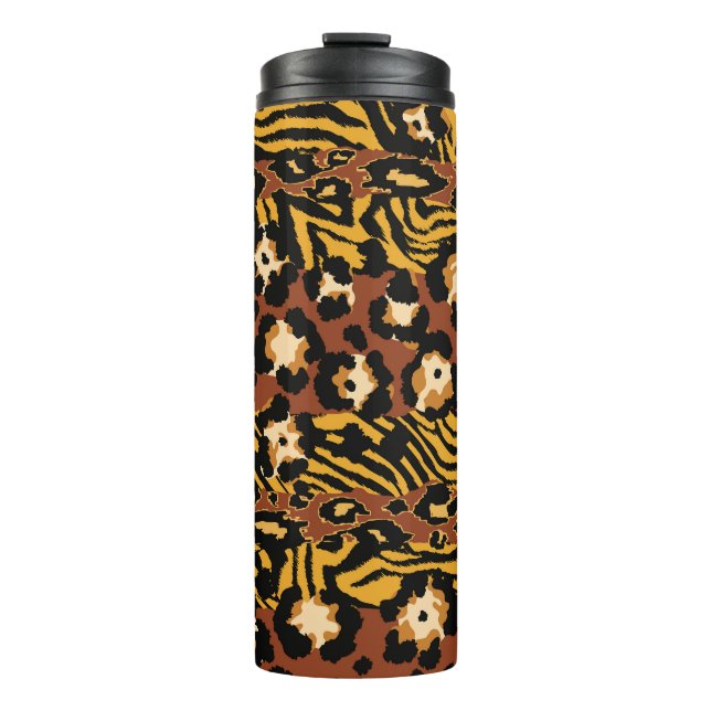 Bouteilles Isothermes Léopard, peaux de tigre, motif sauvage. (Devant)