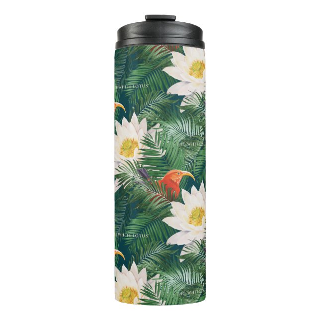 Bouteilles Isothermes Les Blancs Lotus Tropical Birds & Lotus Motif (Devant)