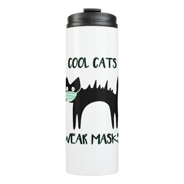 BOUTEILLES ISOTHERMES LES CHATS COOL PORTENT DES MASQUES (Devant)