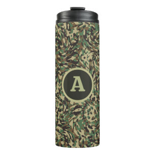 Bouteilles Isothermes Lettre Personnalisée Vert Camouflage Tendance