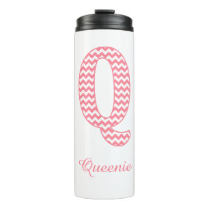 Bouteilles Isothermes Lettre rose pastel Chevron Q Design